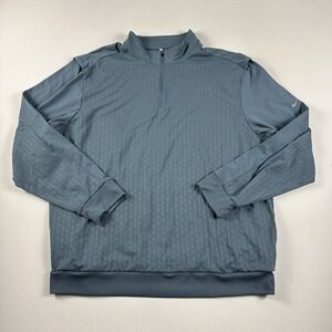 Nike Golf Sweatshirt Pullover 1/4 Zip Texture Men's 2XL Gray Sweater 542163‎